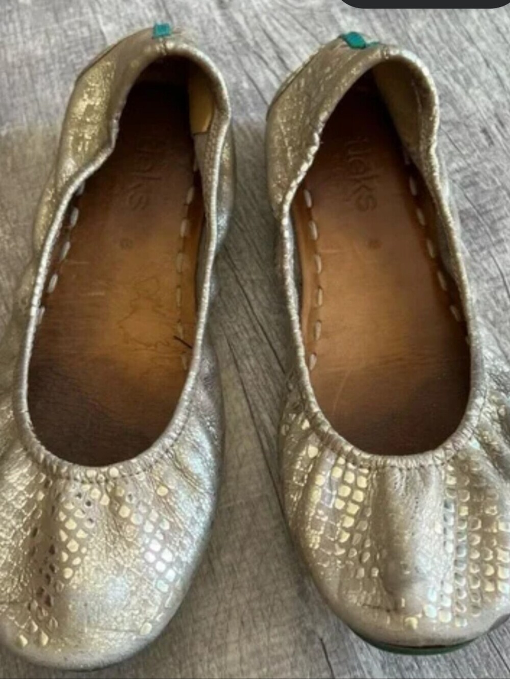 Tieks Gold Metallic Snakeskin Leather Ballet Flat By Gavriell    Size 8